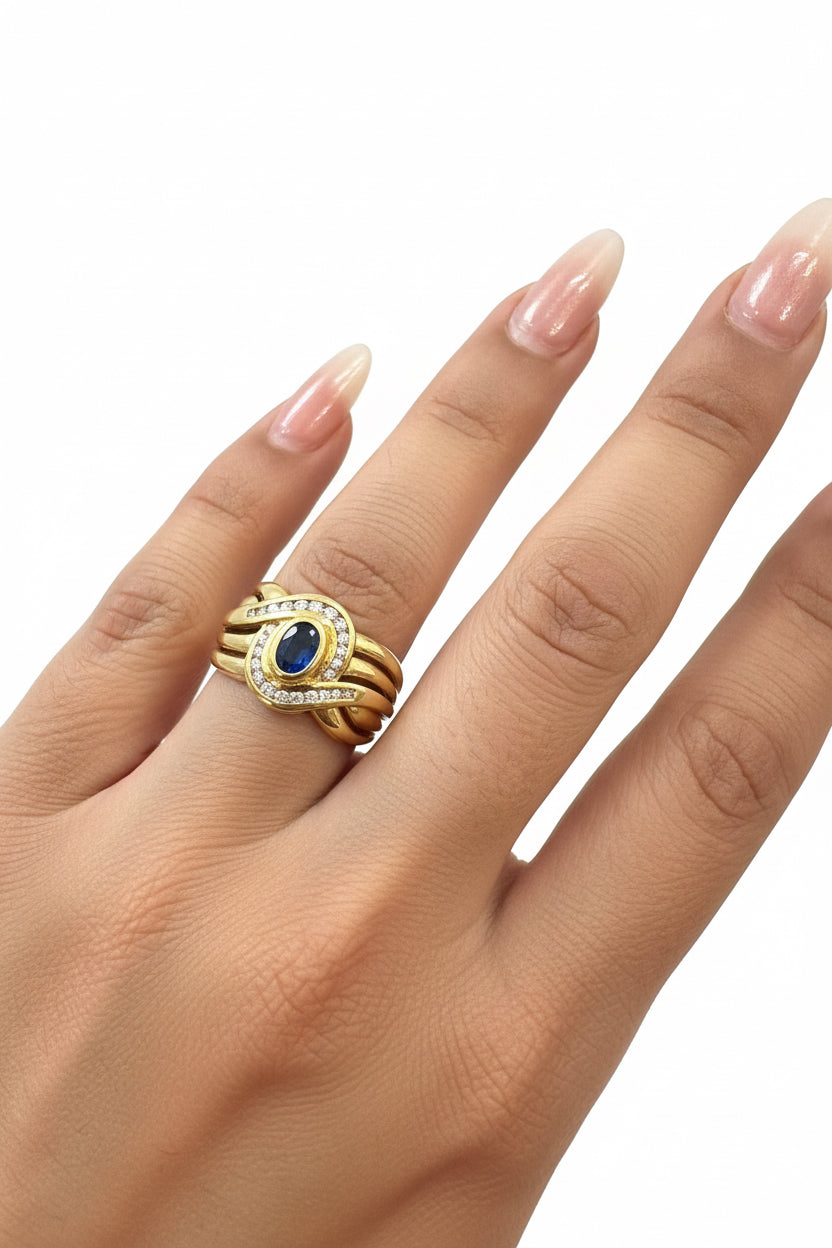 Bague Saphir & Diamants Or 750/1000