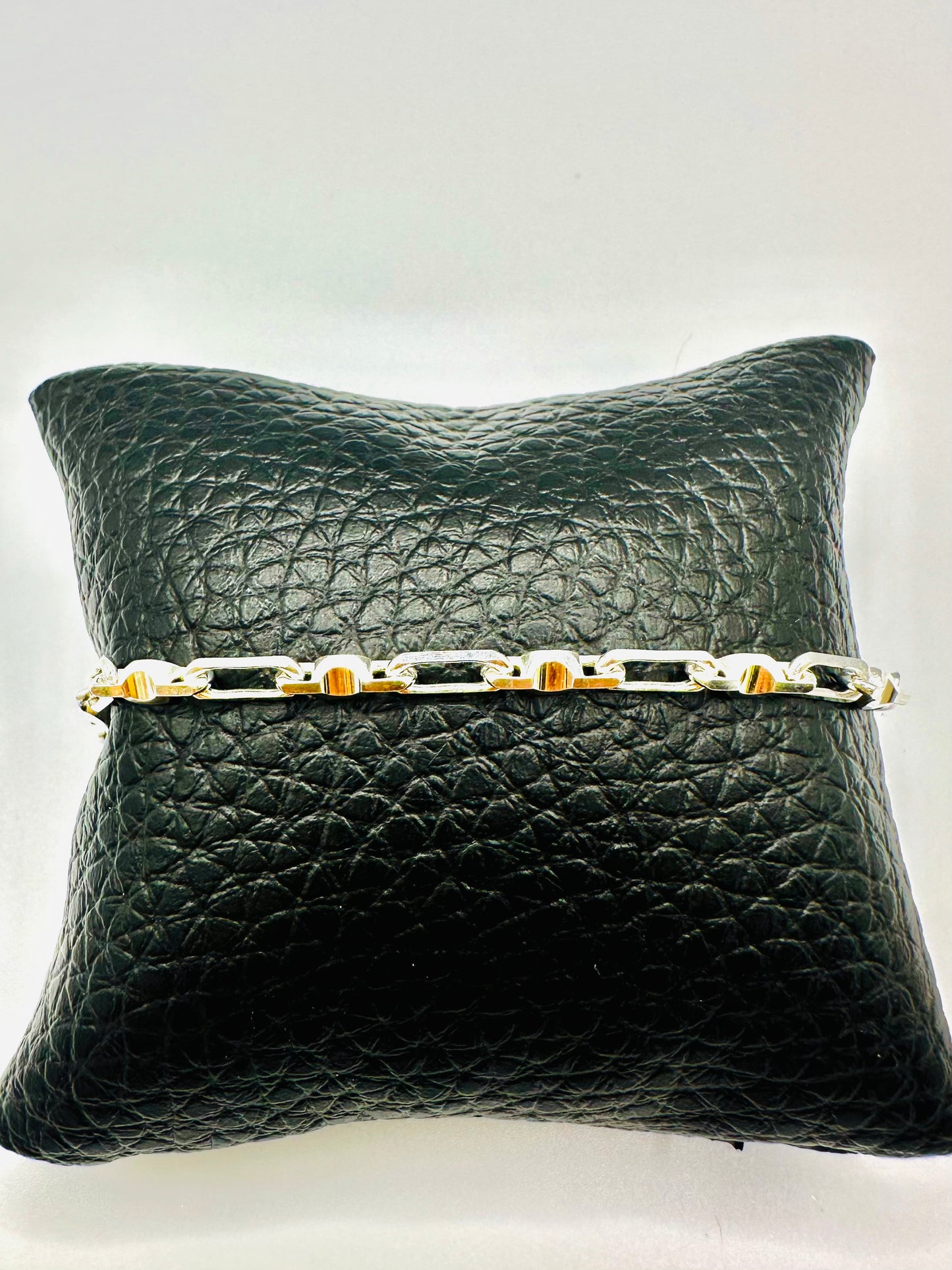 Bracelet homme en argent 925 maille alterné martelée