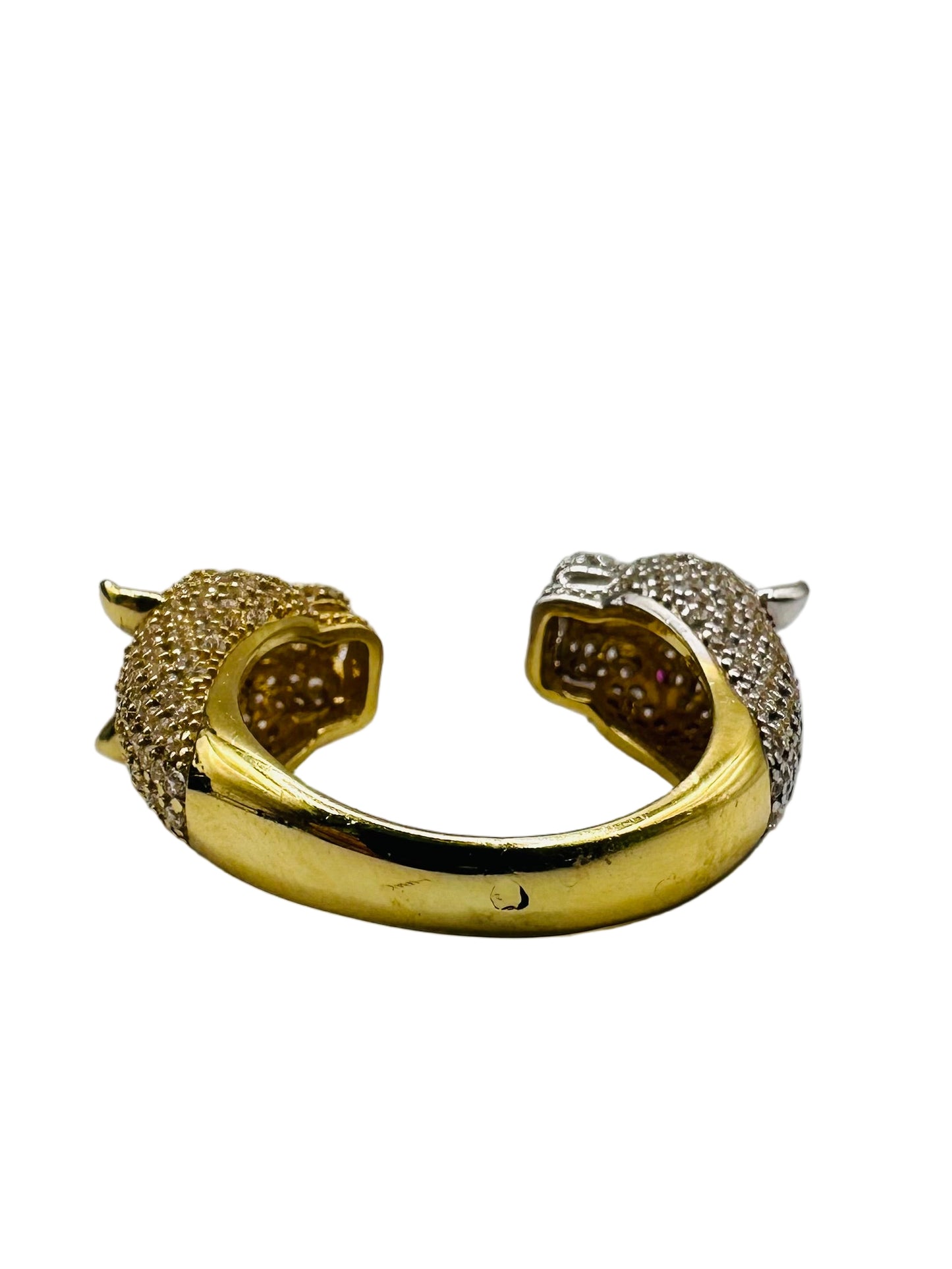 Bague double tête de panthère 🐆 Ajustable en or 18 carats