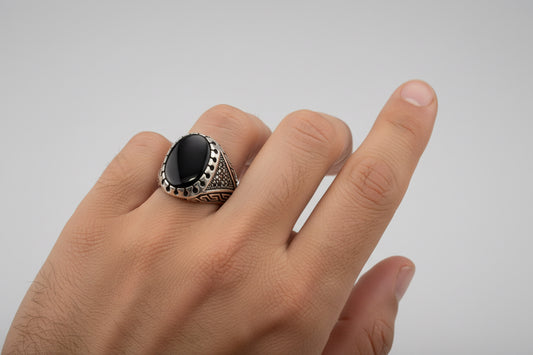 Chevalière noir 925/1000
