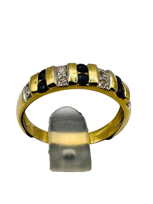 Alliance Demi Jonc Saphir et Diamants Or 750/1000