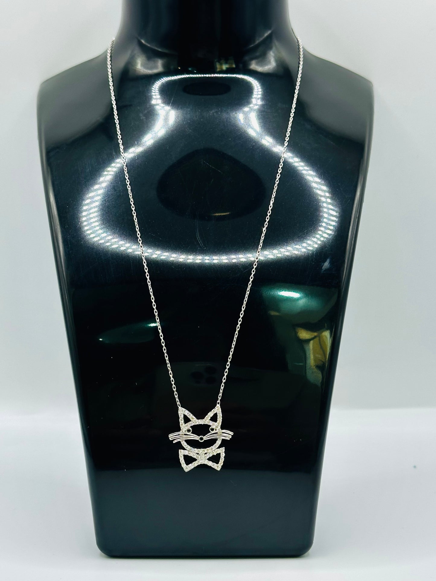 Chaîne en argent 925 avec pendentif chat