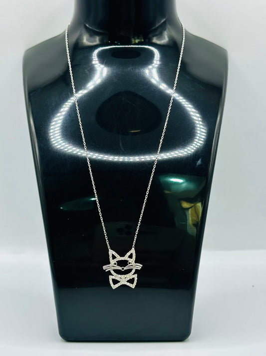 Chaîne en argent 925 avec pendentif chat