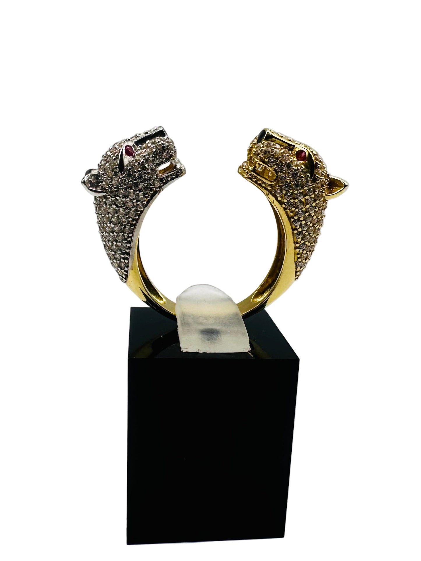 Bague double tête de panthère 🐆 Ajustable en or 18 carats