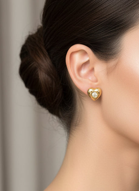 Boucles D’oreilles, Cœur ❤️ au Diamant Naturel Or 750/1000 ￼