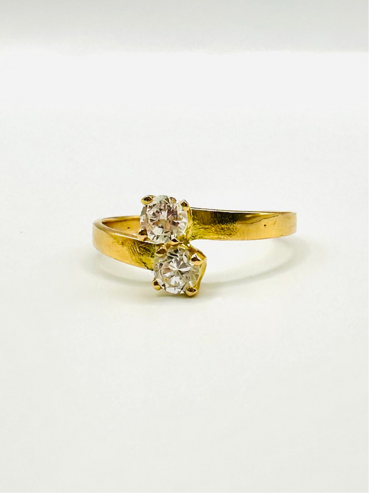 Alliance “Toi et Moi” en Or Jaune 18 Carats