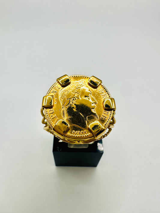 Bague Porte-Pièce “Napoléon” – Or 18 et 21 carats ~ 6 griffes