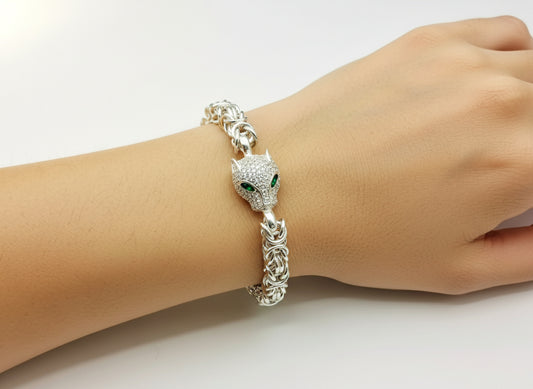 Bracelet Gourmette Léopard En Argent 925