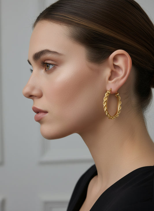 Boucles D’oreilles Torsadée Ovale en Or 750/1000