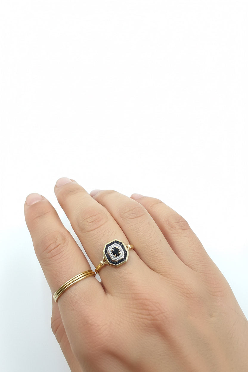 Bague saphir bleu en or 750/1000