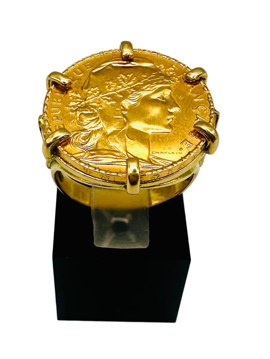 Bague Porte-Pièce “Marianne” – Or 18 et 22 carats ~ 6 griffes