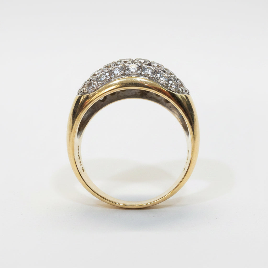 Bague bombée sertie diamants en or 750/1000