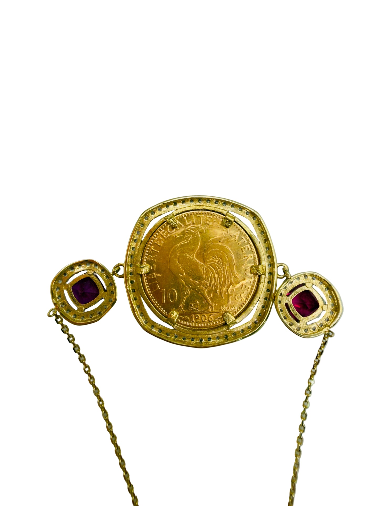 Bracelet Porte pièce 10 Francs Marianne Or 21,6 & 18 Carats