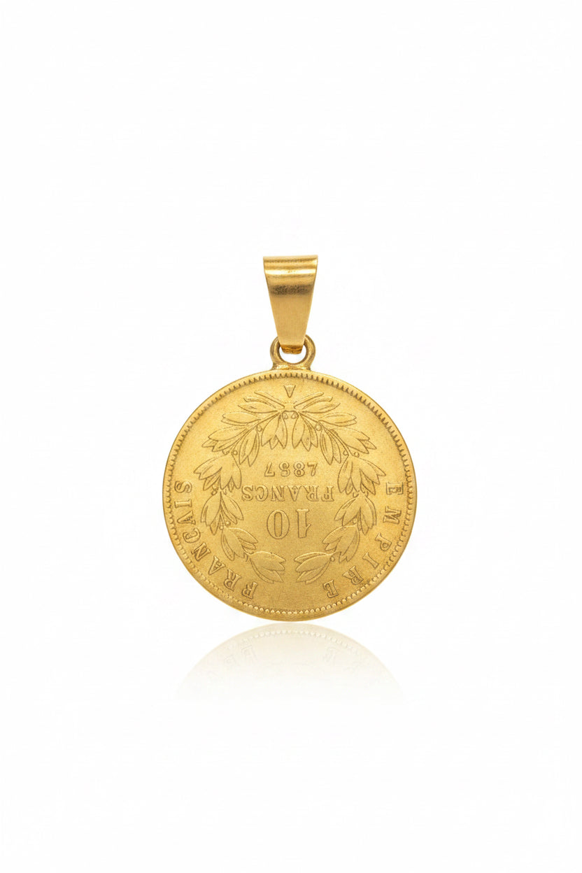Pendentif porte pièce 10 francs Or 21,6 & 18 Carats