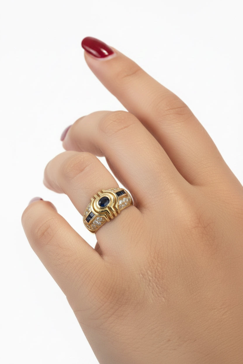Bague Saphir & Diamants or 750/1000