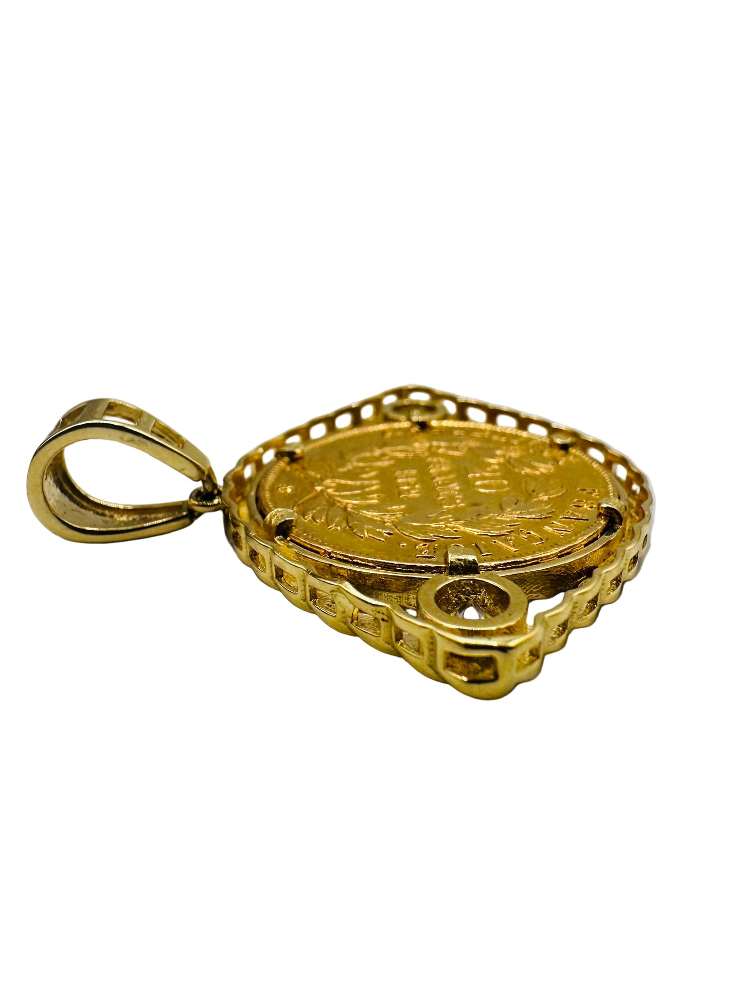 Pendentif porte-pièce Napoléon 20 Francs-Œil en or 18 & 21.6 carats