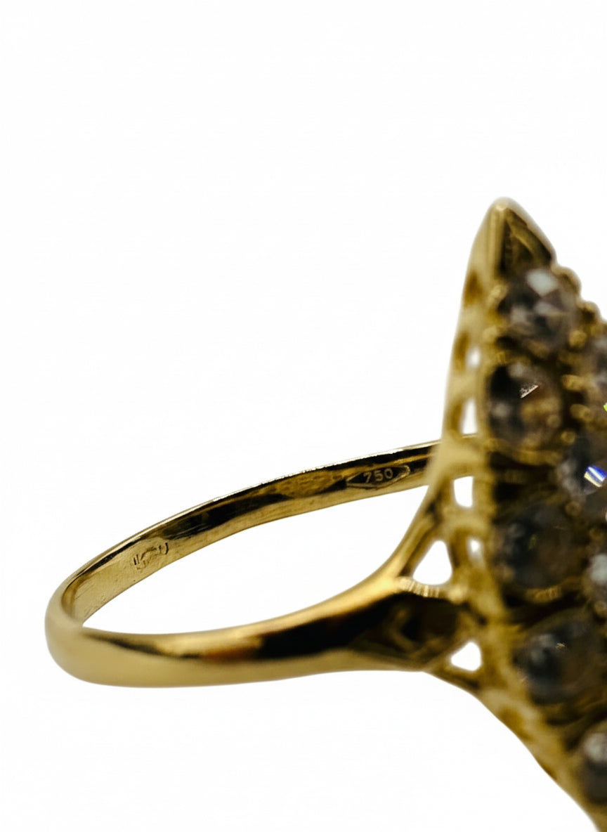 Bague Marquise Sertie en Or Jaune 18 Carats