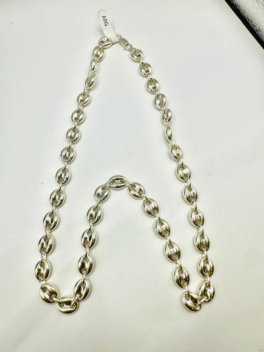 Chaîne homme en argent 925 grandes graines de café