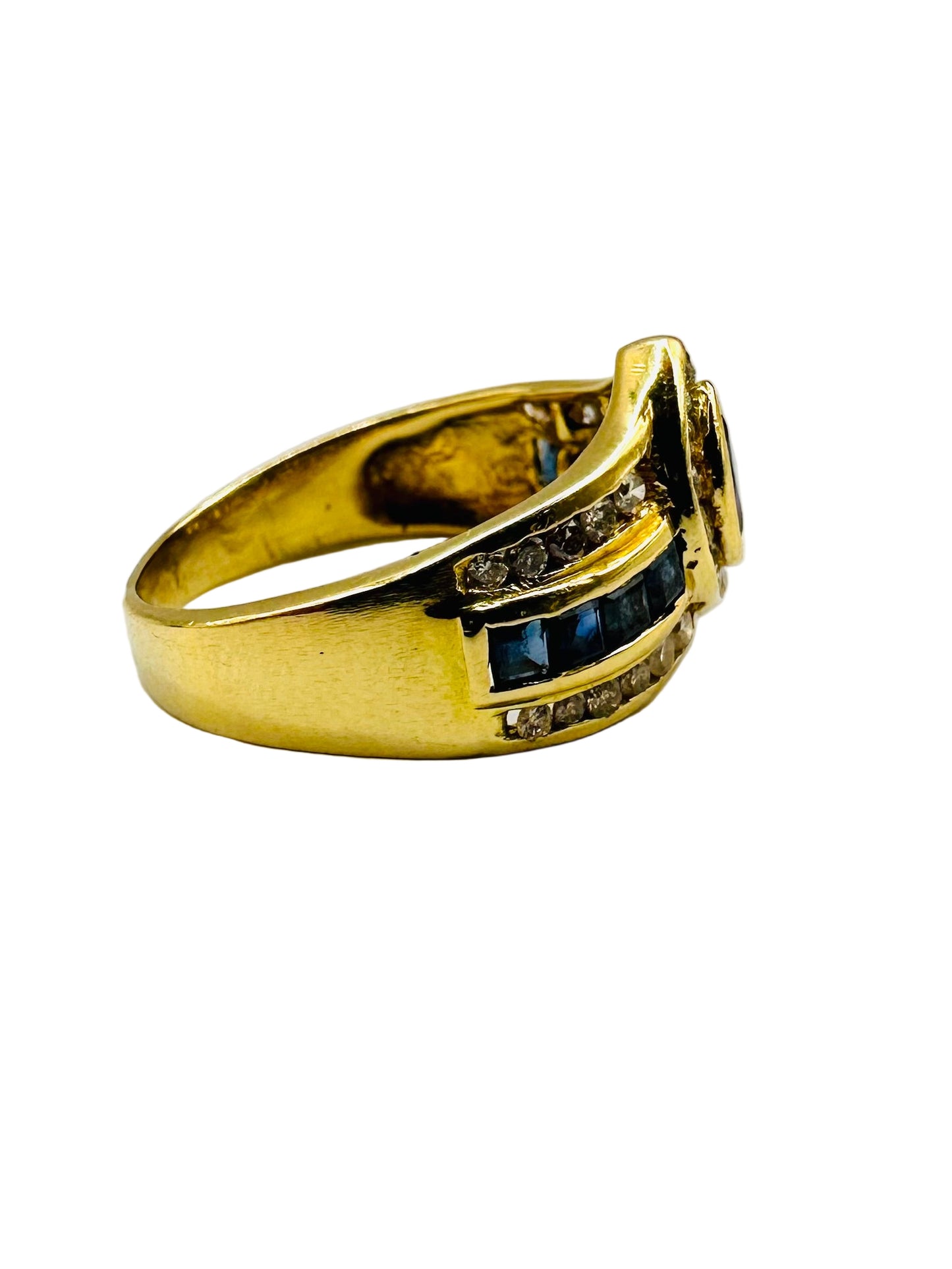 Bague diamant et Saphir or 750/1000