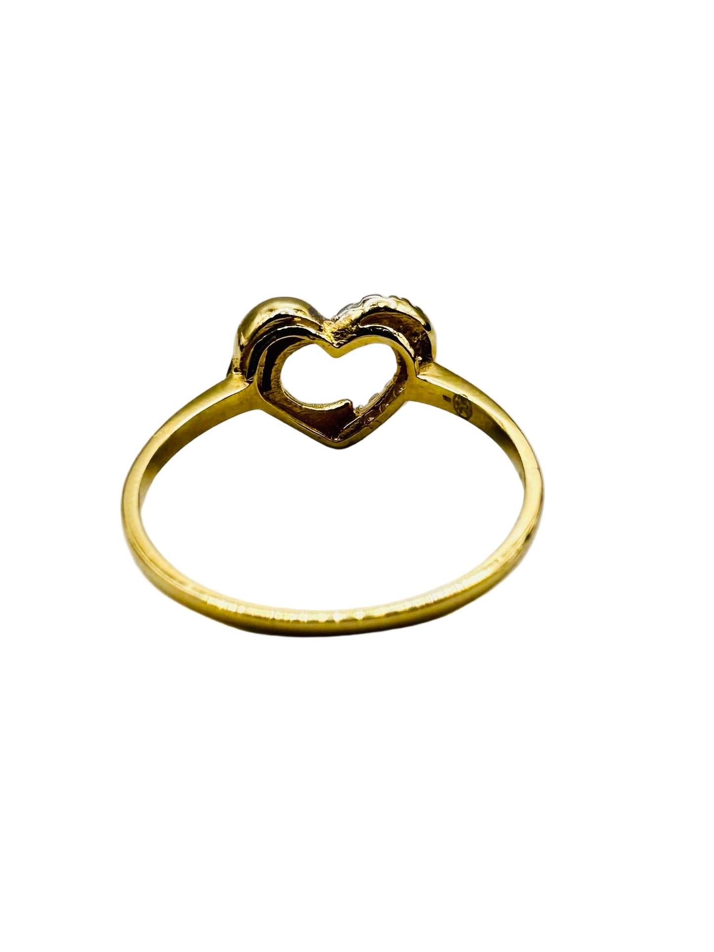 Bague Dauphin en Cœur Strassé en Or Jaune 18 Carats