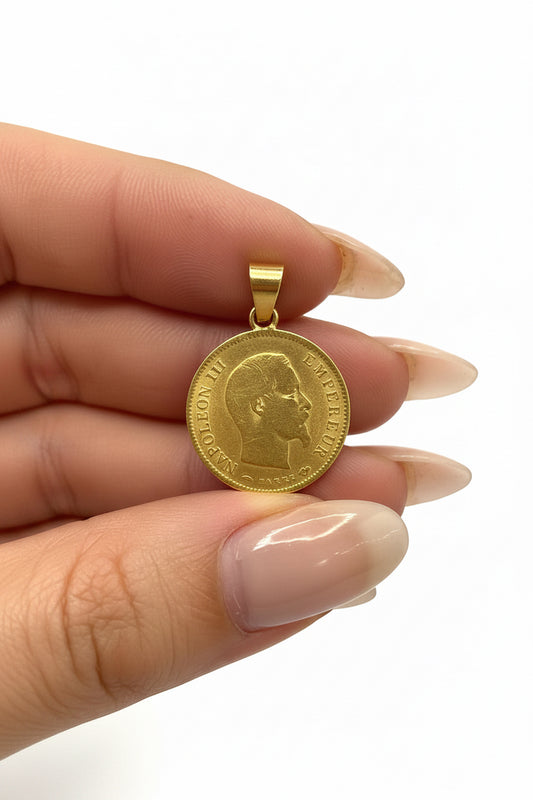 Pendentif porte pièce 10 francs Or 21,6 & 18 Carats