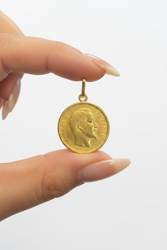Pendentif porte pièce Napoléon 20 francs Or 750 & 900/1000