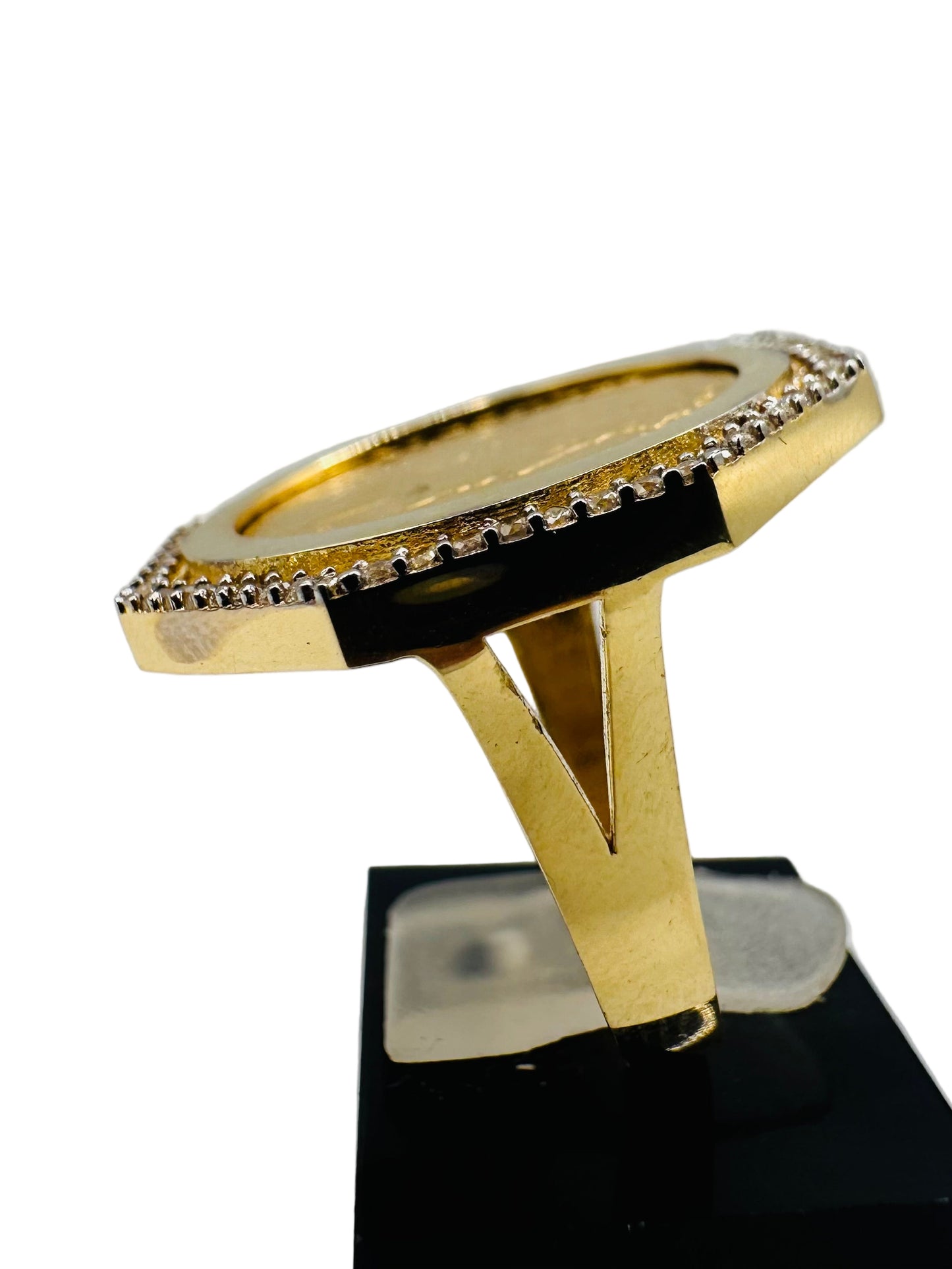 Bague Porte-Pièce Hexagonale Marianne – 10 Francs Or 21,6Ct & 18Ct