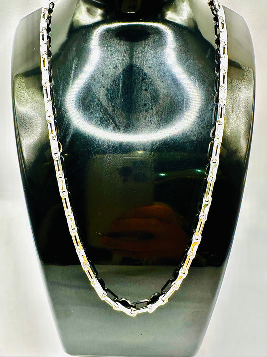 Chaîne en argent 925 maille alternée martelée