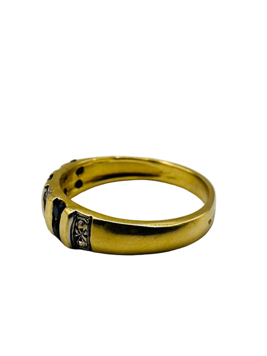 Alliance Demi Jonc Saphir et Diamants Or 750/1000