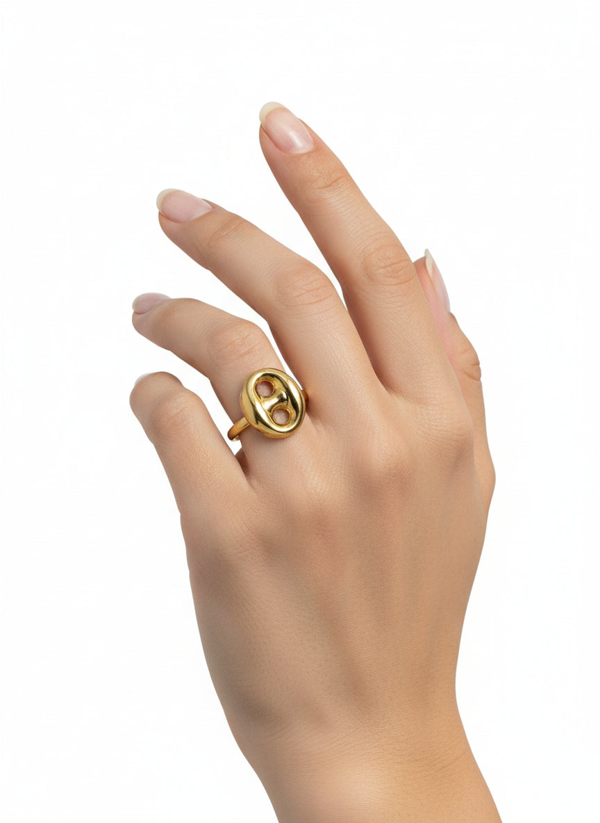 Bague Graine de Café en Or Jaune 18 Carats