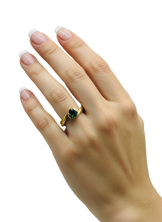 Bague Solitaire Émeraude Or 750/1000