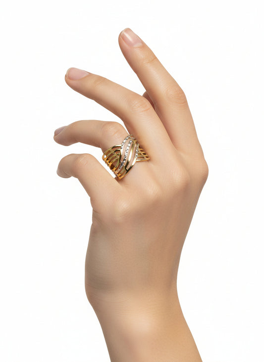 Bague ajourée entrelacée en Or Jaune 18 Carats