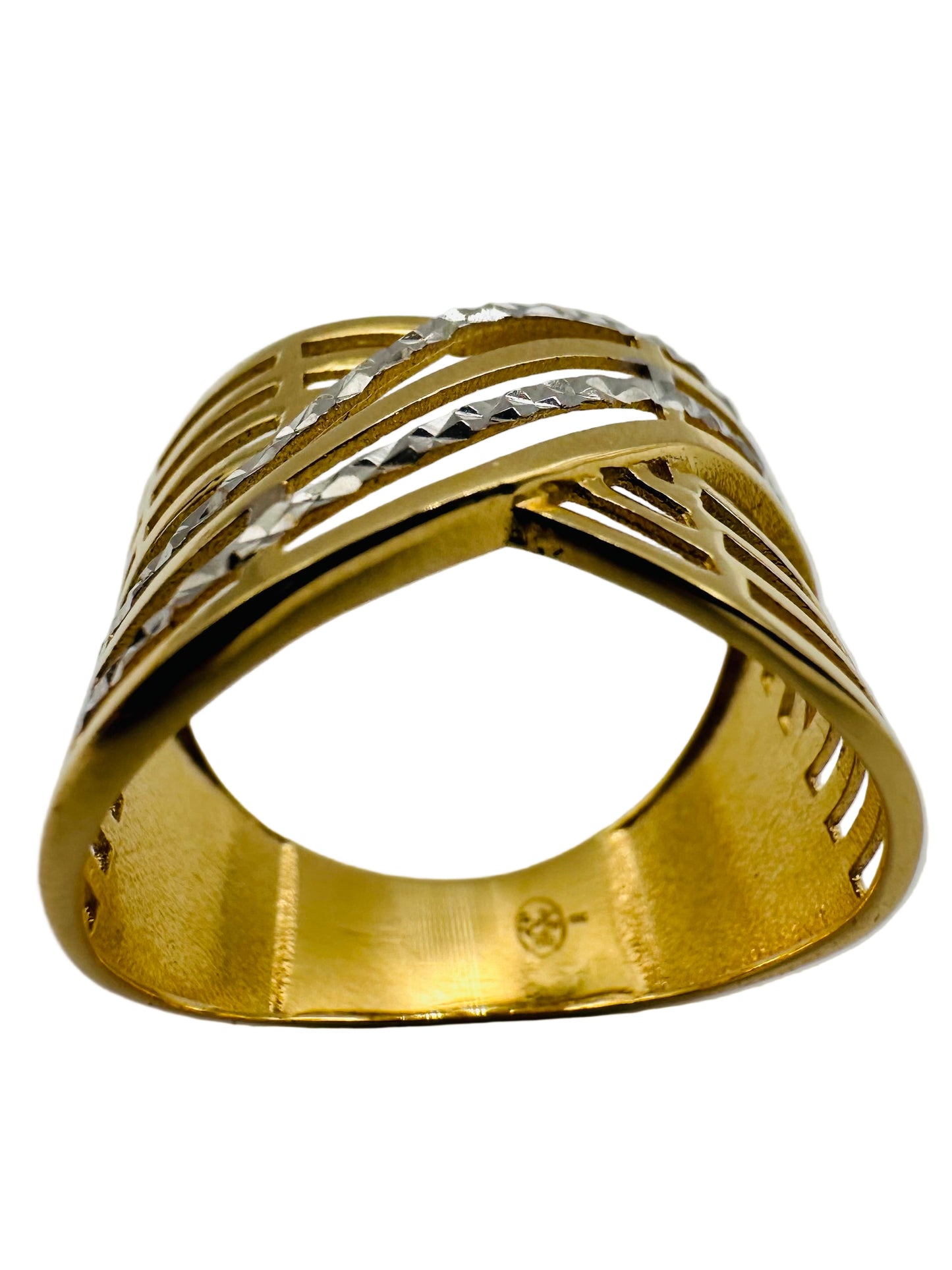 Bague ajourée entrelacée en Or Jaune 18 Carats