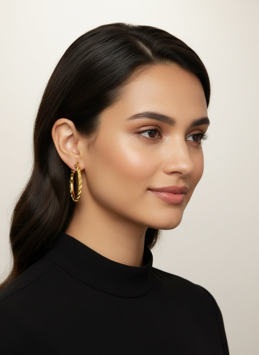 Boucles D’oreilles Torsadée Ovale en Or 750/1000