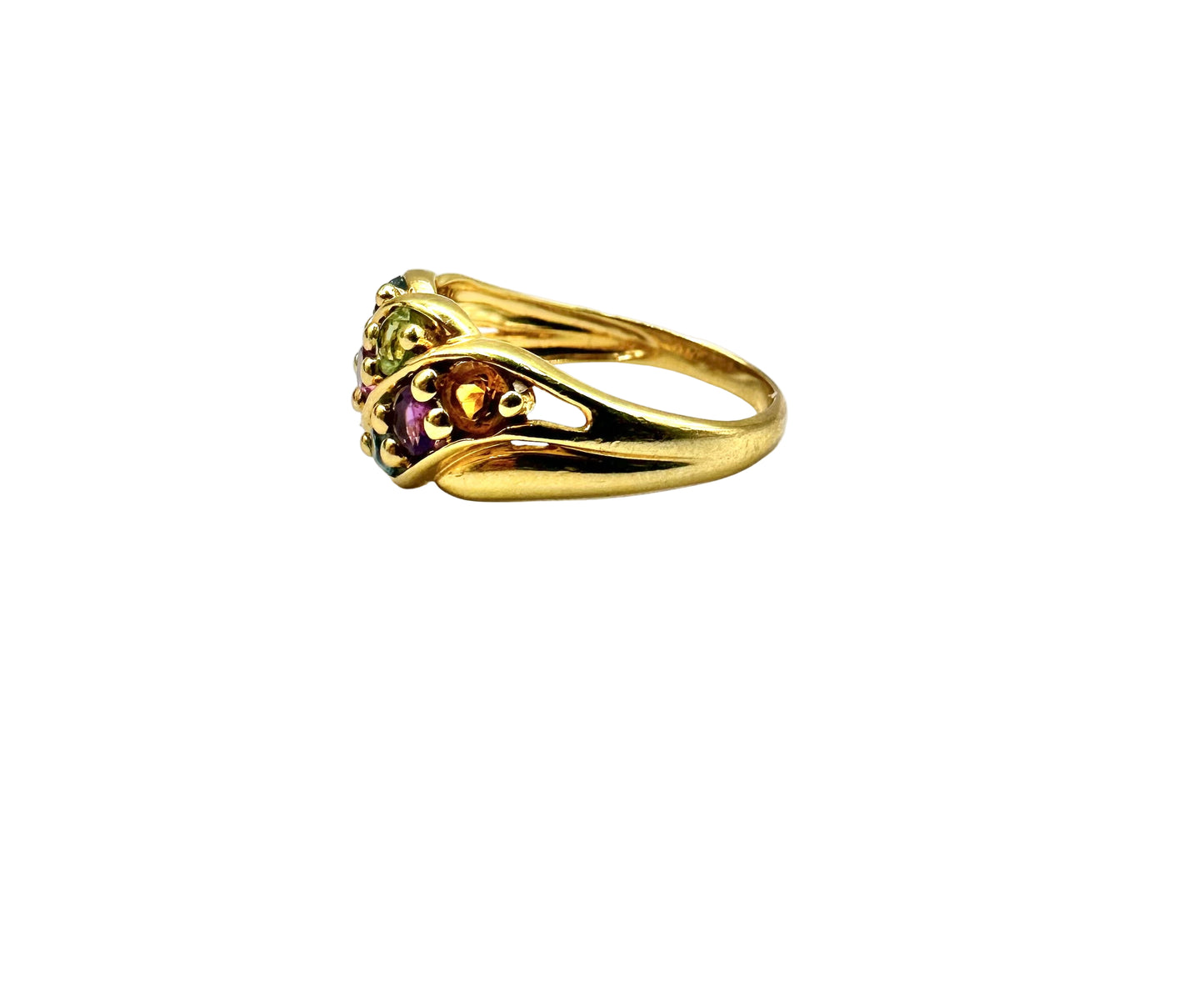 Bague avec 9 pierres précieuses colorées Or 18K