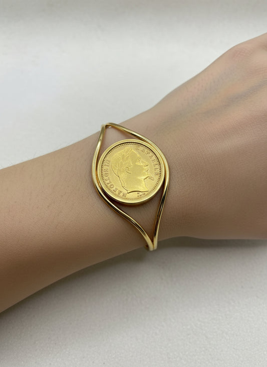 Bracelet porte-pièce « Napoléon »Or 18K & Pièce 20 Francs Or 21,6K