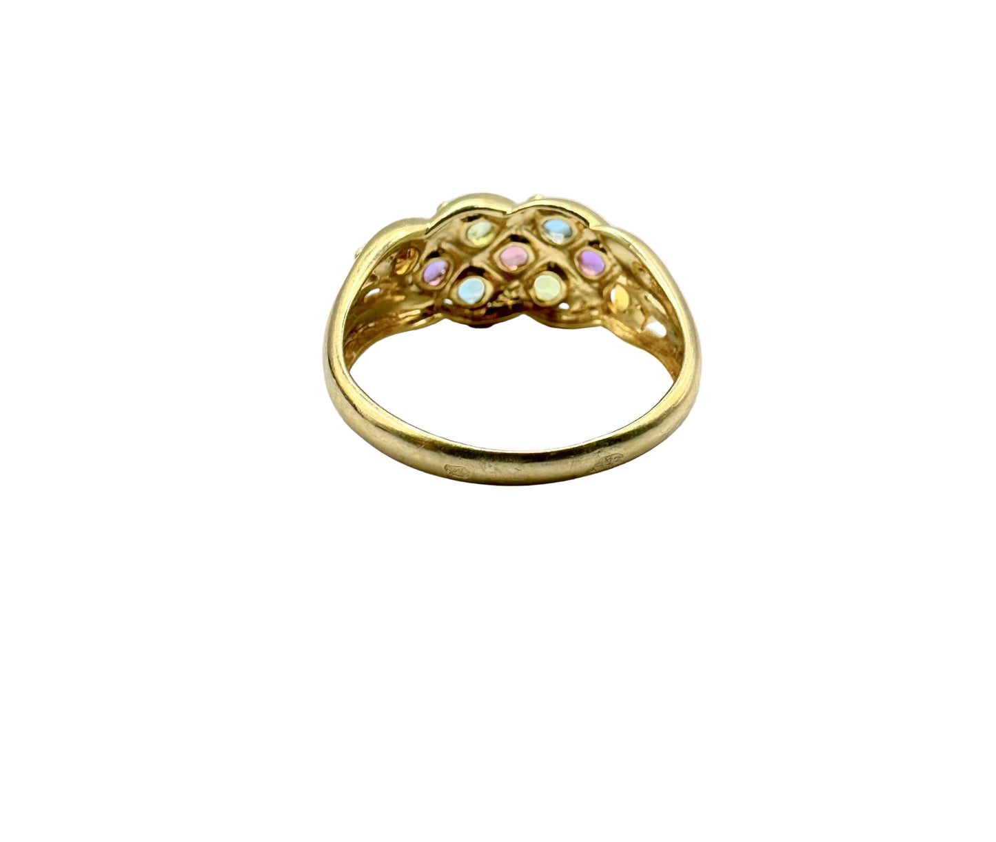 Bague avec 9 pierres précieuses colorées Or 18K
