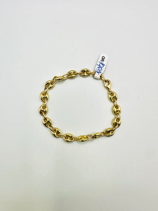 Gourmette maille graine de café Or 750/1000