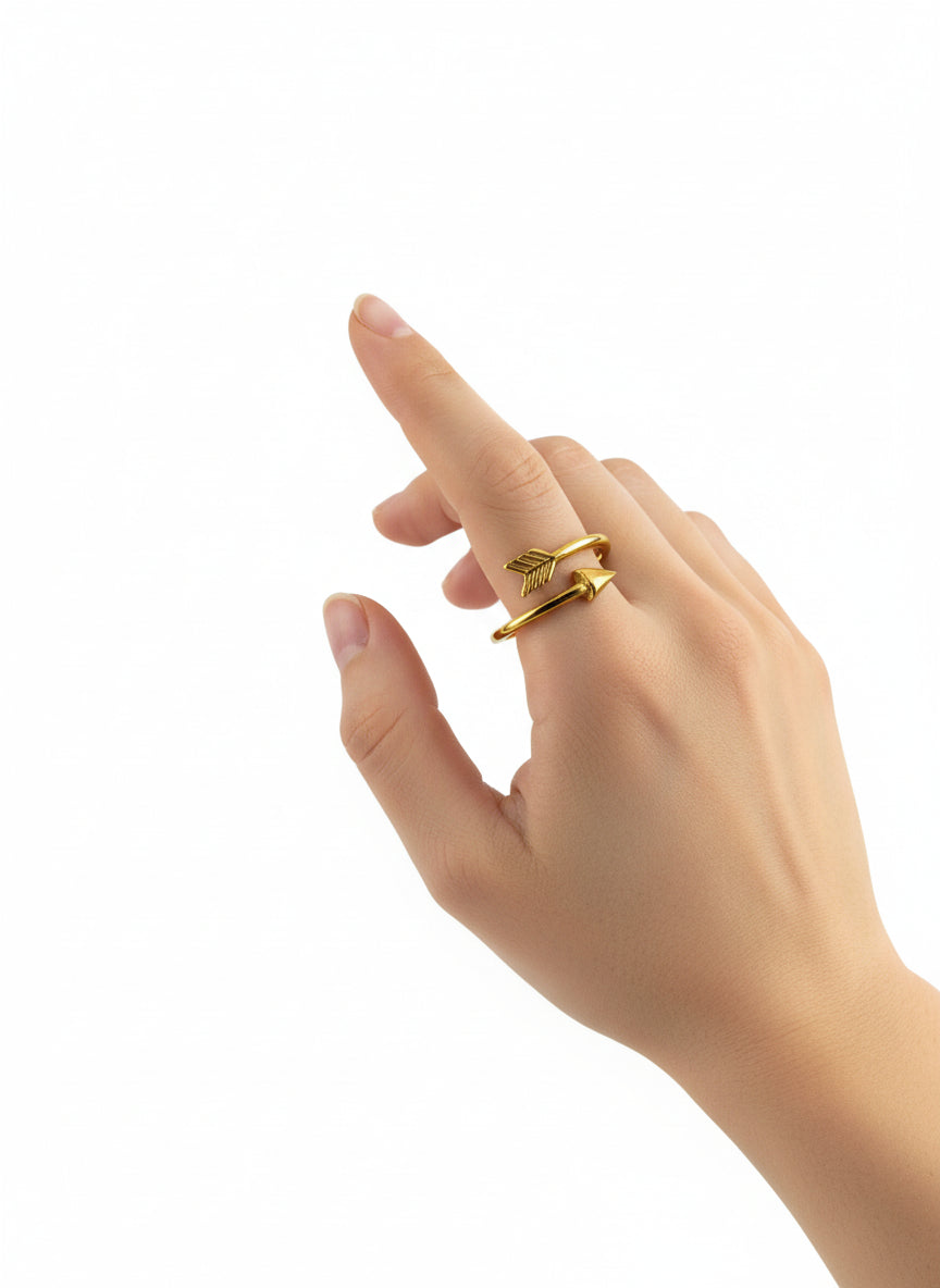 Bague Flèche Ajustable en Or Jaune 18 Carats