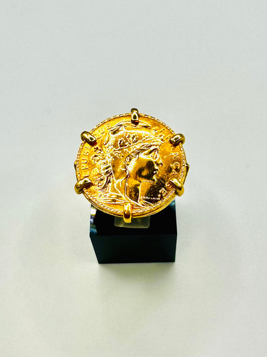 Bague Porte-Pièce “Marianne” – Or 18 et 22 carats ~ 6 griffes