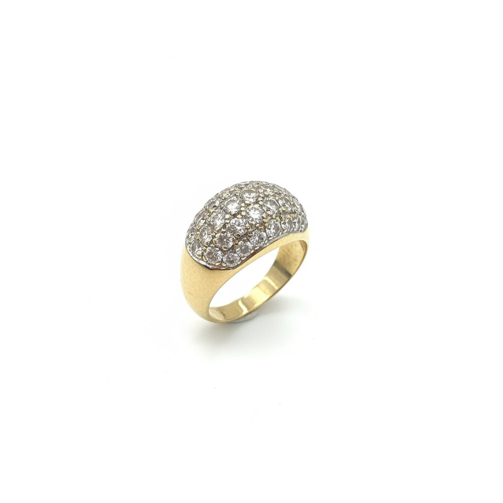 Bague bombée sertie diamants en or 750/1000