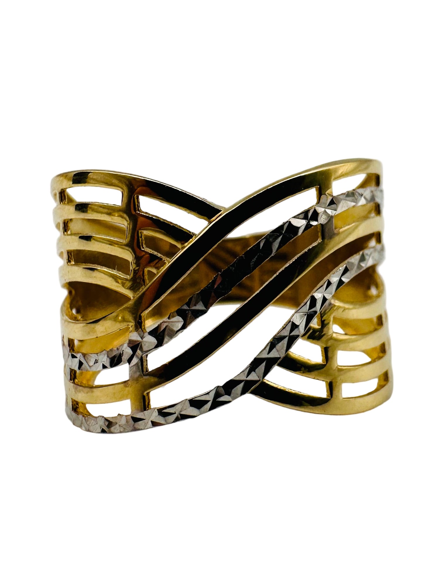 Bague ajourée entrelacée en Or Jaune 18 Carats