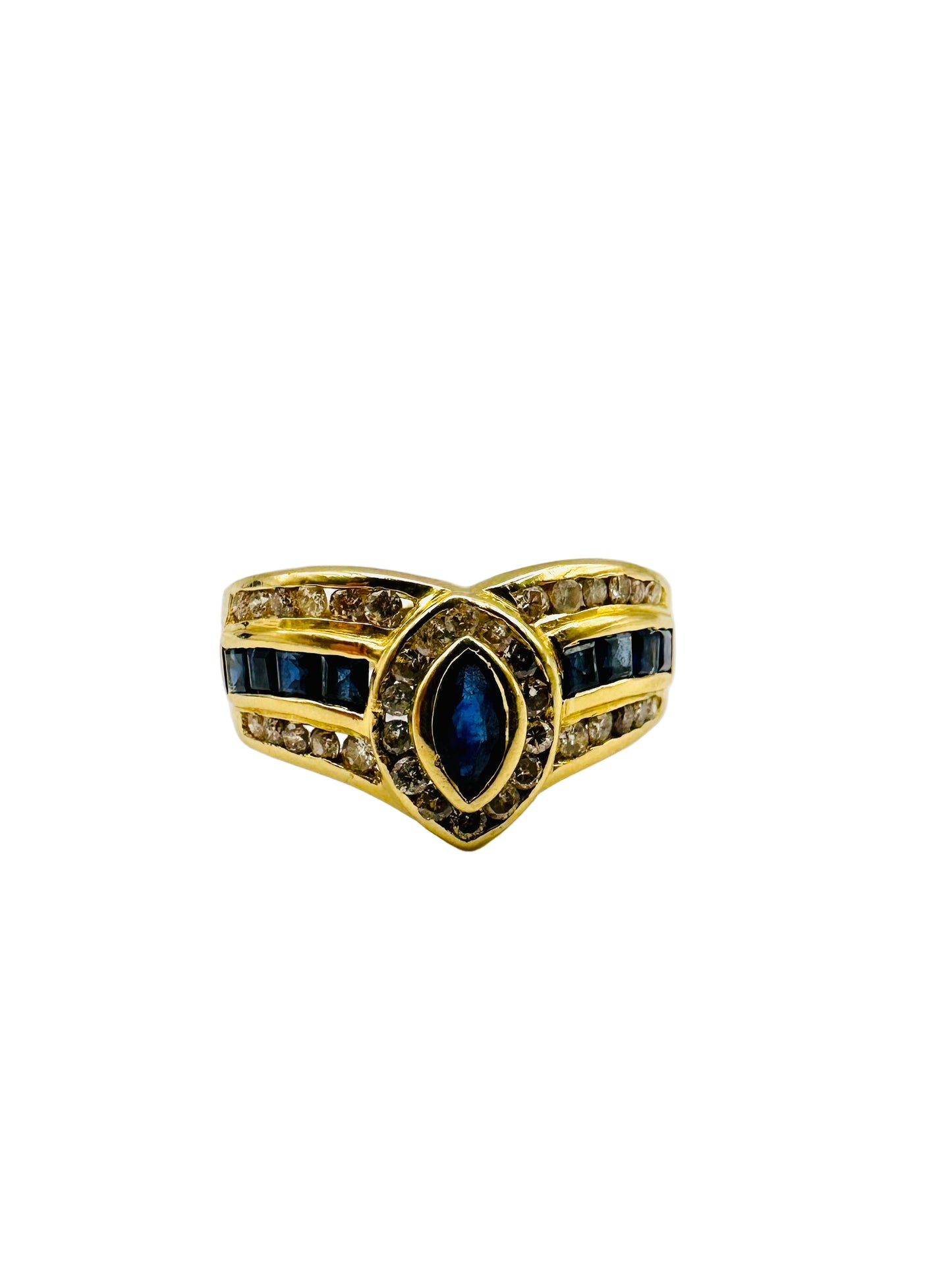 Bague diamant et Saphir or 750/1000