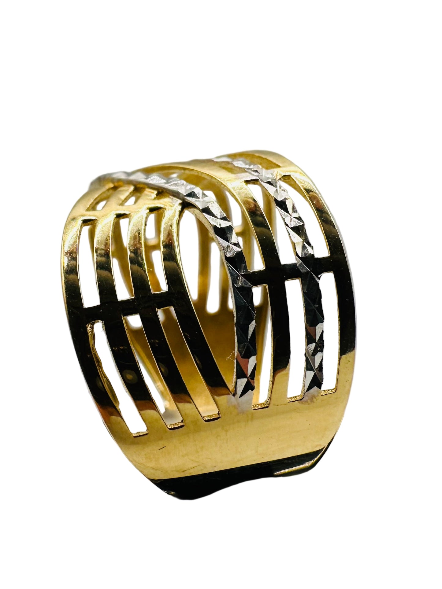 Bague ajourée entrelacée en Or Jaune 18 Carats