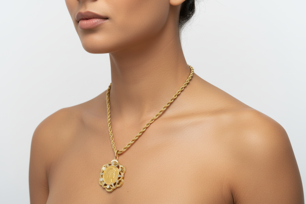 Pendentif porte pièce soleil ☀️ Marianne 20 Francs Or 18 & 21,6 carats