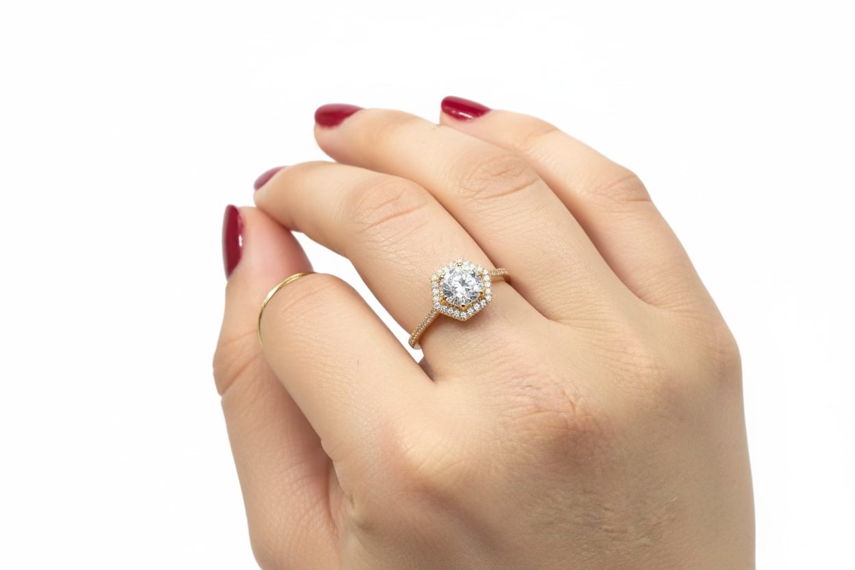 Bague zircon solitaire en or, 750/1000