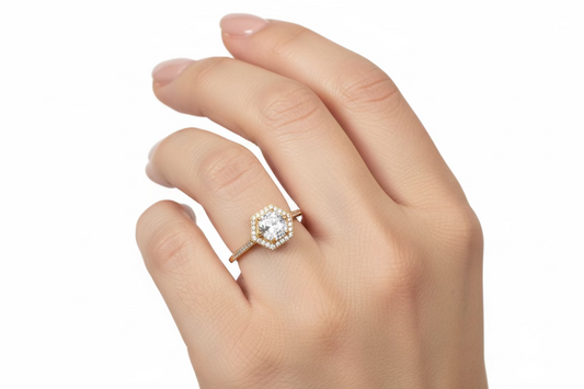 Bague zircon solitaire en or, 750/1000