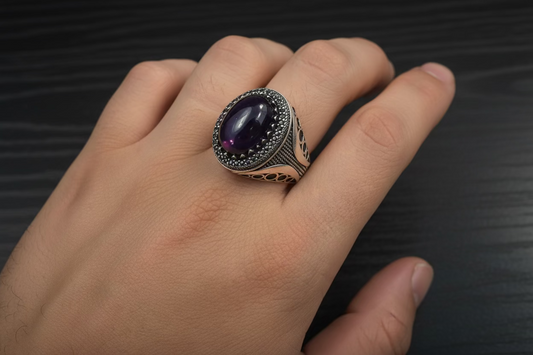 Chevalière pierre noir 925/1000